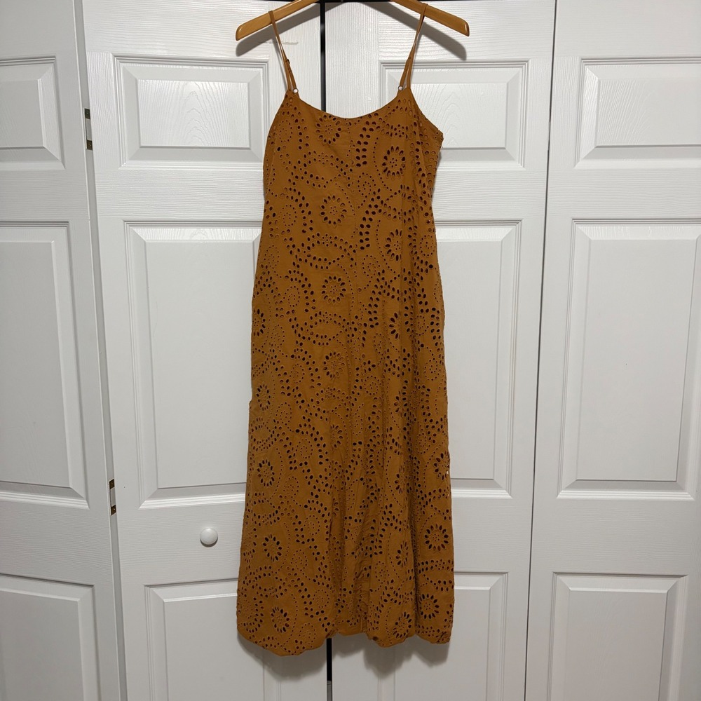 YFB Eyelet Midi Dress Womens M Mustard Orange Western Country Core Festival